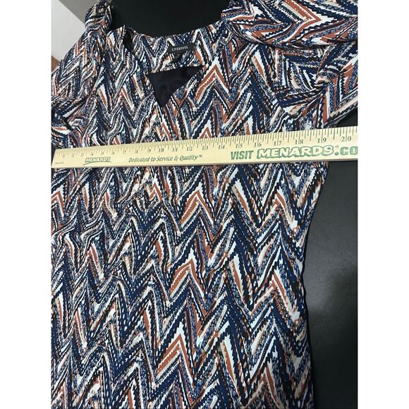 Liverpool Los Angeles Chevron Belted Dress Size L Navy Rust White - Picture 7 of 10